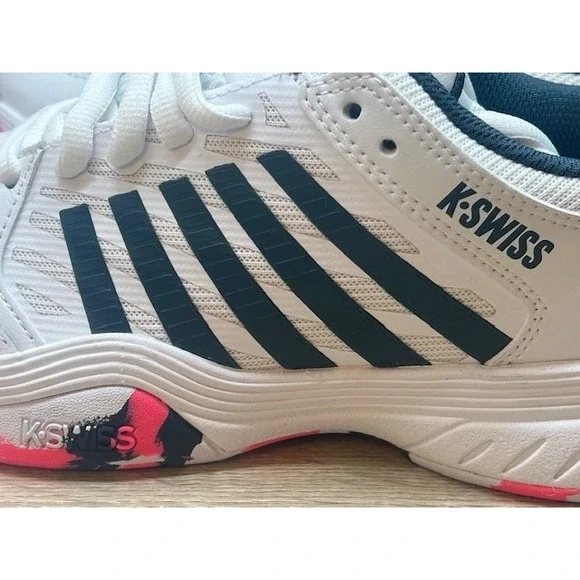 K-Swiss Kids Court Express 2 Tennis Shoes White/Stargazer/Neon - Big Kid Size 6 - Picture 5 of 13